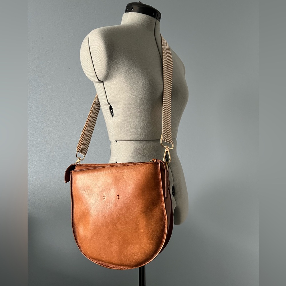 Madewell Transport Saddlebag Brown Leather Crossbody Bag Adjustable Strap